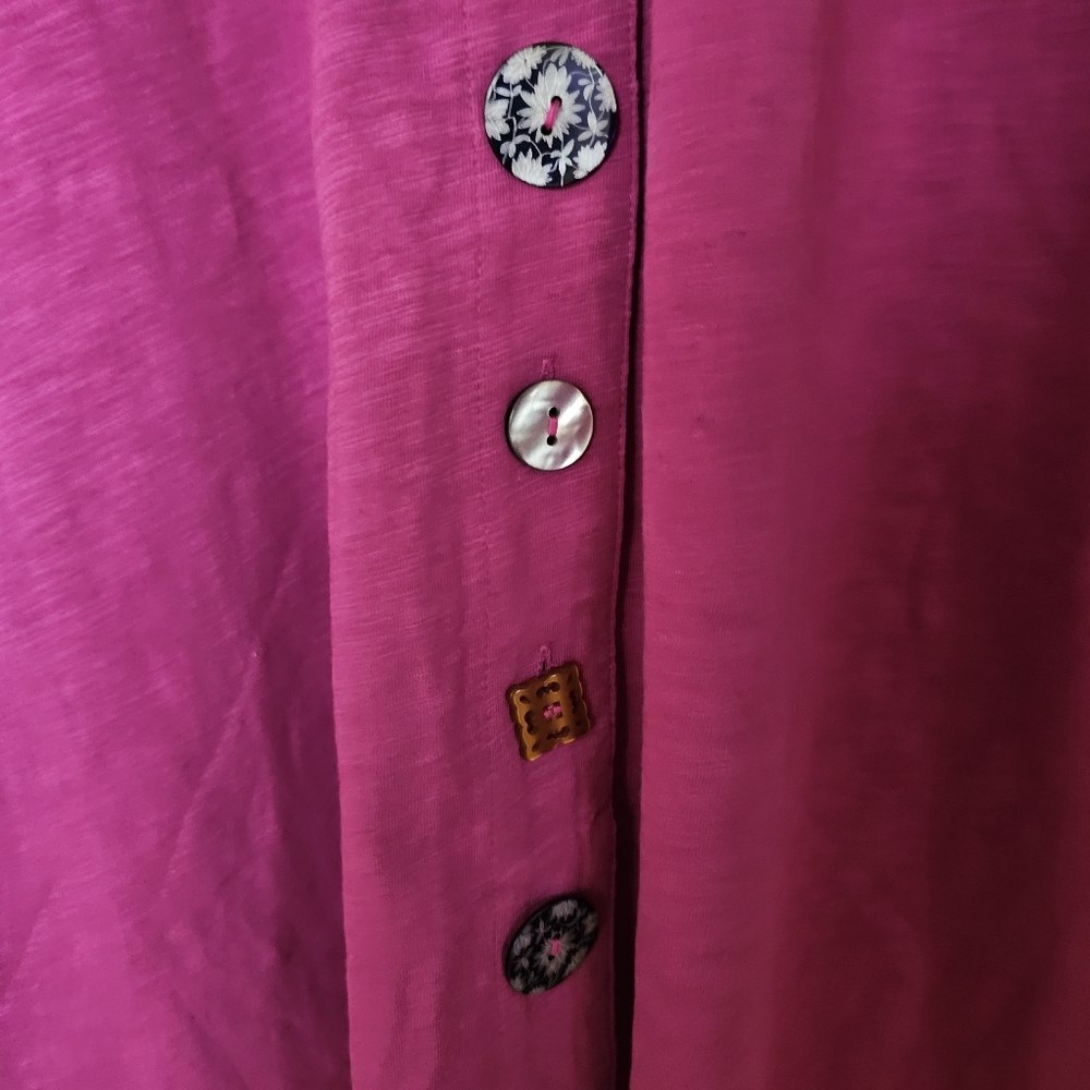 Soft Surroundings Danielle Mixed Button Shirt Dress SP Boho Artsy Resortwear - Picture 5 of 14